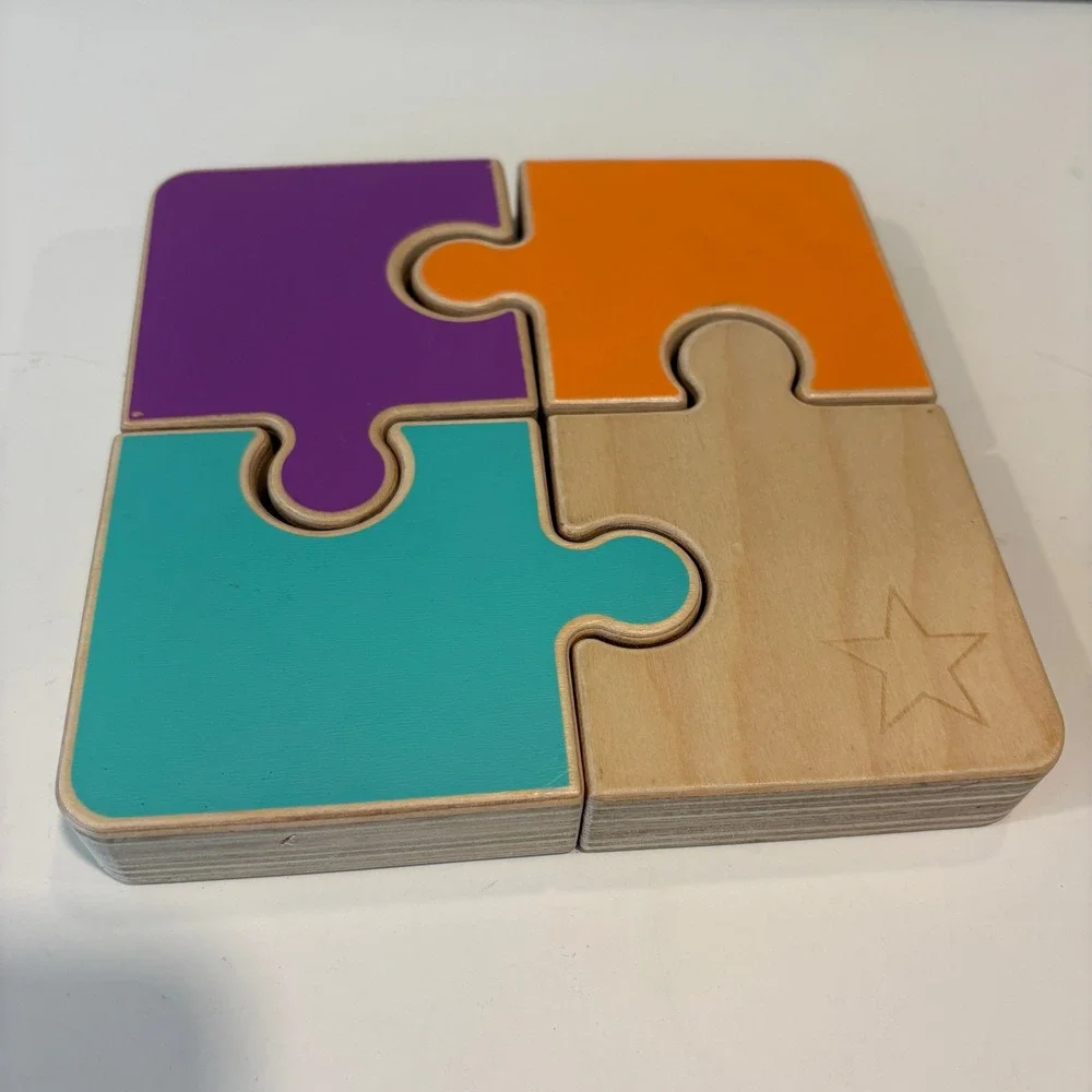 LoveveryChunky Jigsaw 4 Piece Wooden Puzzle‎ Educational Baby/Toddler Toy Color
